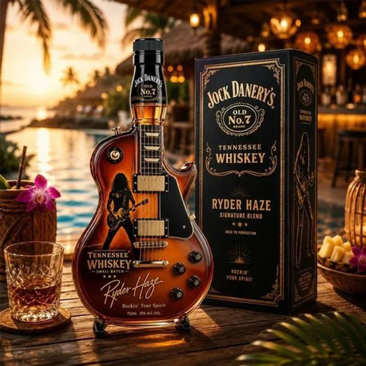 🎁 Father’s Day 50% OFF 👨🎤🤘Appetite for Rock: Vintage Sunburst Guitar Figurine Spirit Bottle🎸✨