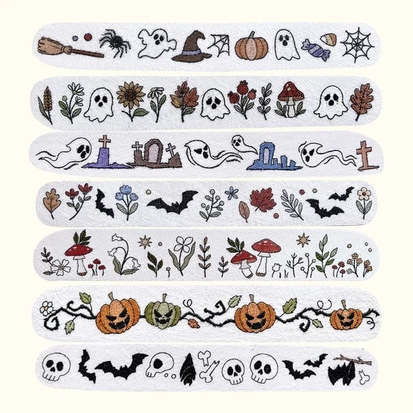 šHalloween Embroidery Pattern Set | Water-Soluble Pre-Printed Patterns for Beginner Crafters to Decorate Clothes & Accessories
