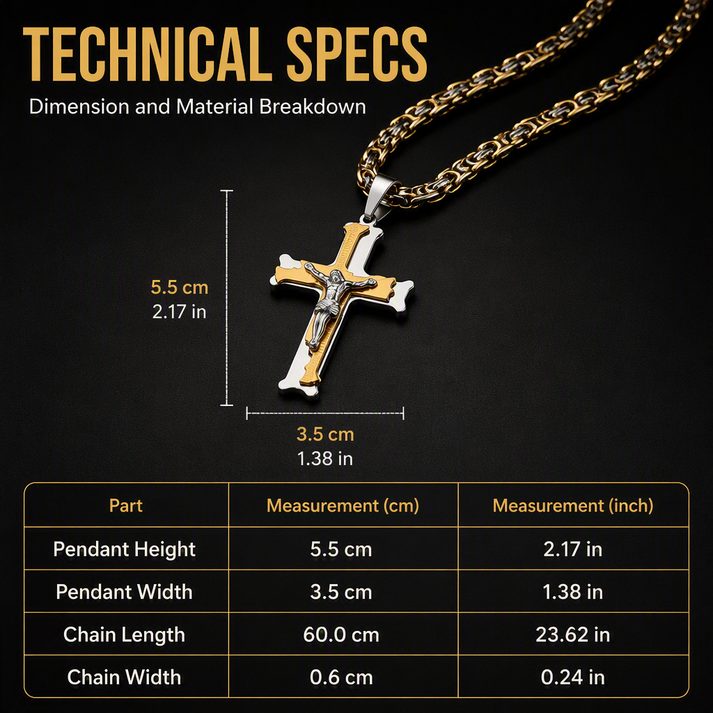 Stainless Steel Crucifix Shaped Jesus Pendant Necklace