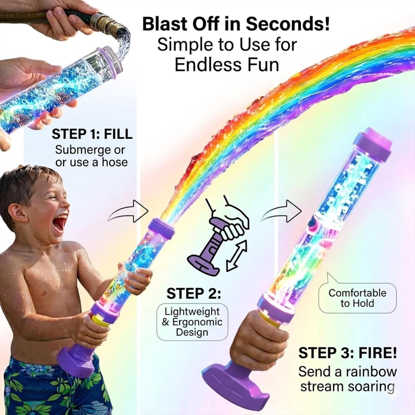 🔥LAST DAY 50% OFF🌈Glowing Rainbow LED Water Blaster