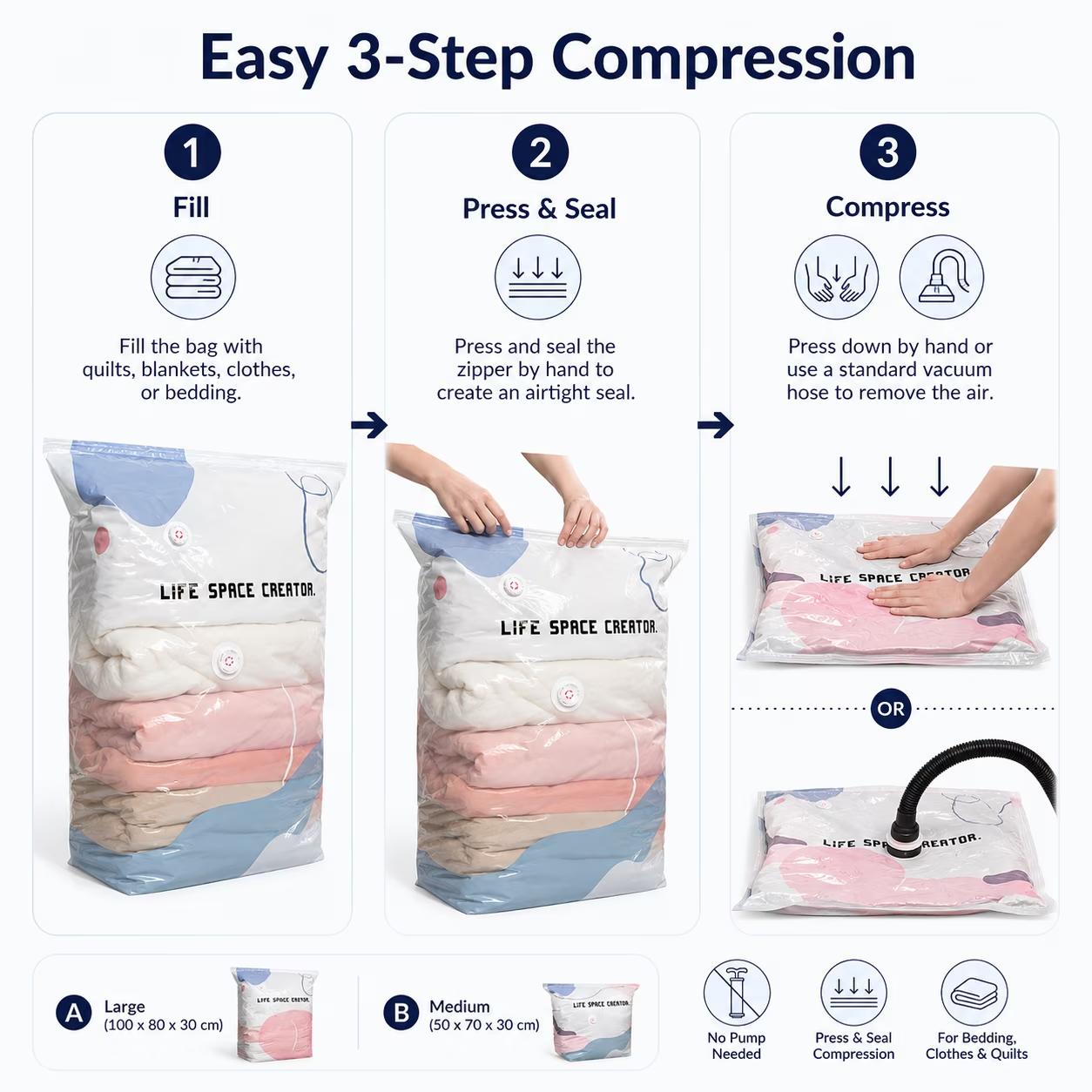 No Pump Vacuum Storage Bags