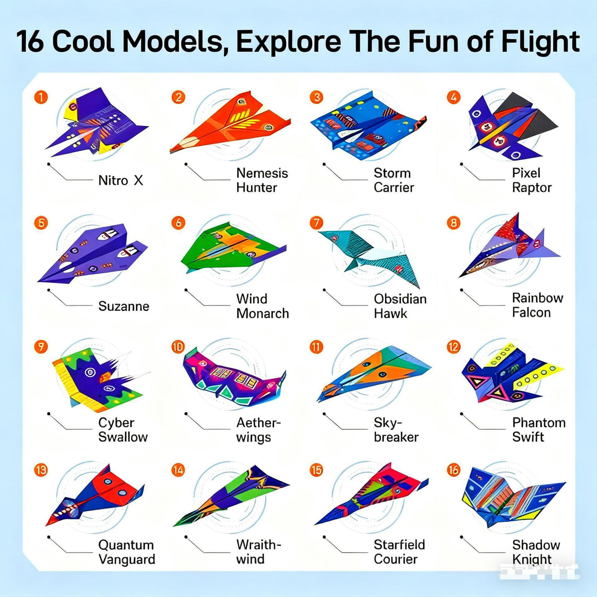 dht™⭐DIY Paper Airplane Book for Kids🎁16 Foldable Plane Designs