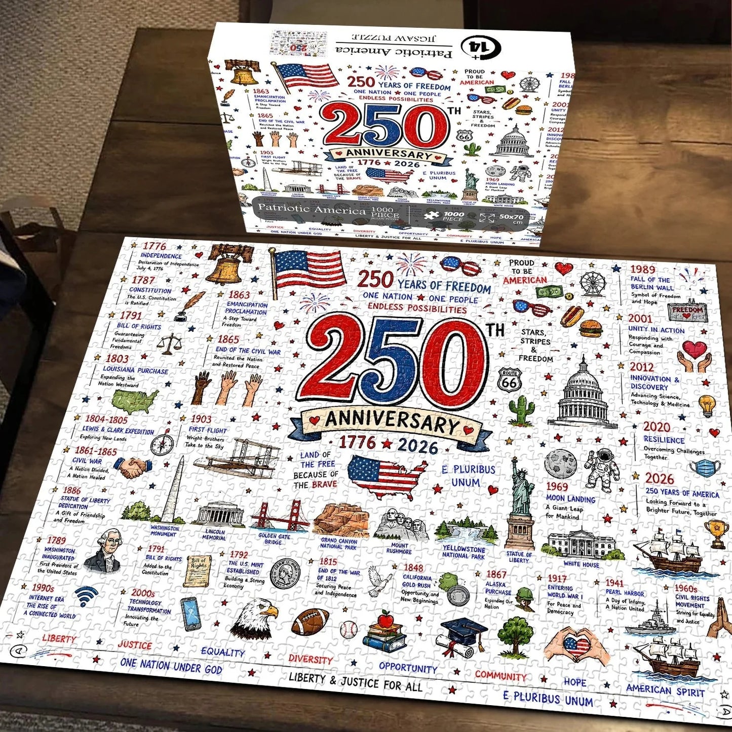 Stunning Patriotic American Flag & Landscape Puzzle (1000 Pieces)
