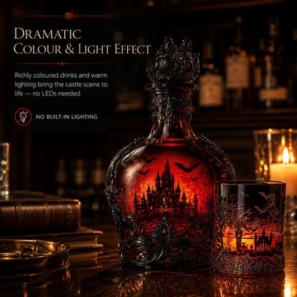 🍺Gothic Vampire Castle Whisky Decanter & Tumbler