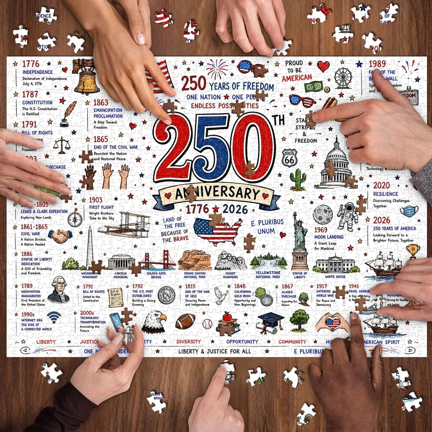 Stunning Patriotic American Flag & Landscape Puzzle (1000 Pieces)