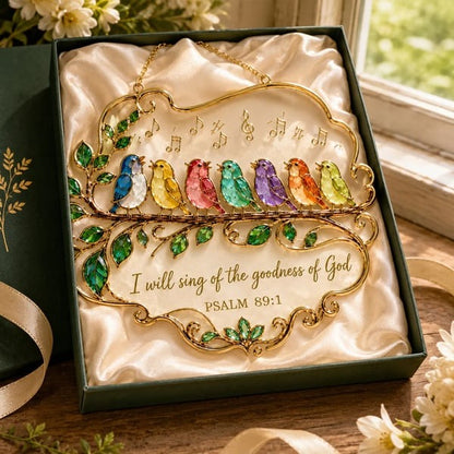 🐦 Psalm 89:1 Songbird Suncatcher — Stained-Glass Faith Decor