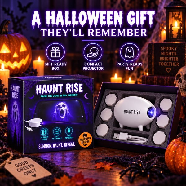 👻 Halloween Window Projector — Spooky Films, USB Powered Holiday Decor