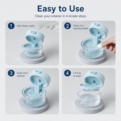 🔥3-in-1 Leak-Proof Retainer Cleaning Case with Mirror, Drain Tray & Travel Storage