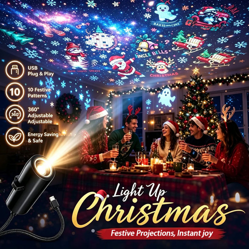 🎃🎄 Plug-and-Play HD Christmas/Halloween/Starry Sky Projector
