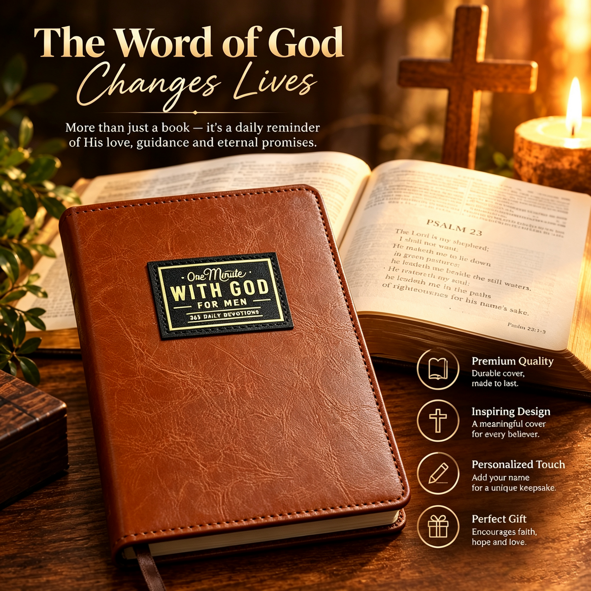 One Minute With God For Men KJV Large‑Print Reference Bible