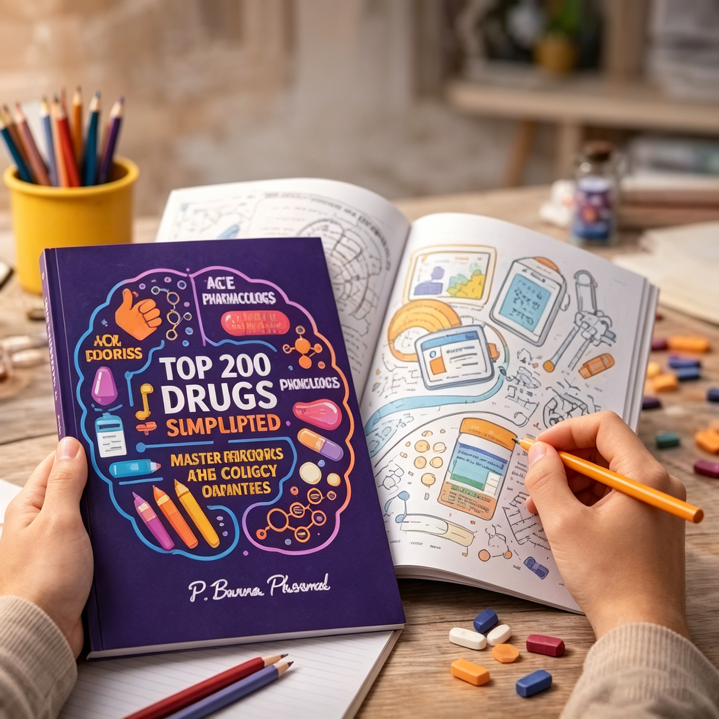 Top 200 Drugs Simplified: Pharmacology Coloring Book & Study Guide