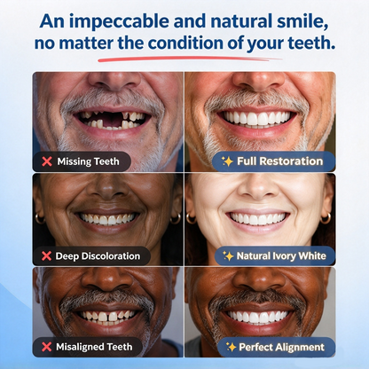 Full Set Natural Dentures Upper & Lower Silicone Fake Teeth Braces Comfort Fit 