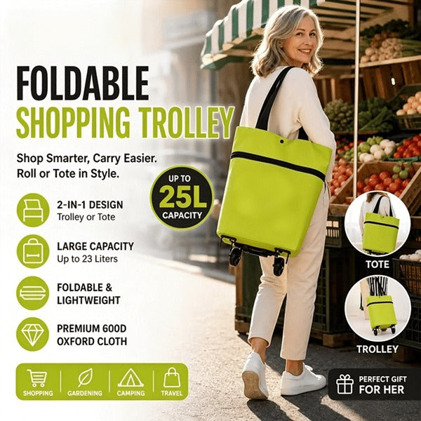 🛒2-in-1 Foldable Shopping Cart