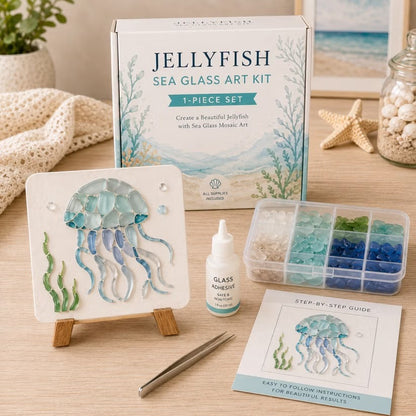 🌊 DIY Sea Glass Mosaic Art Kit – Create Beautiful Ocean-Inspired Artwork with Colorful Glass Pieces
