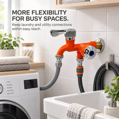 🏡Dual-Outlet Faucet – Two Independent Water Connections for Laundry, Garden & Everyday Cleaning