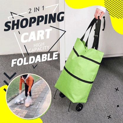 🛒2-in-1 Foldable Shopping Cart