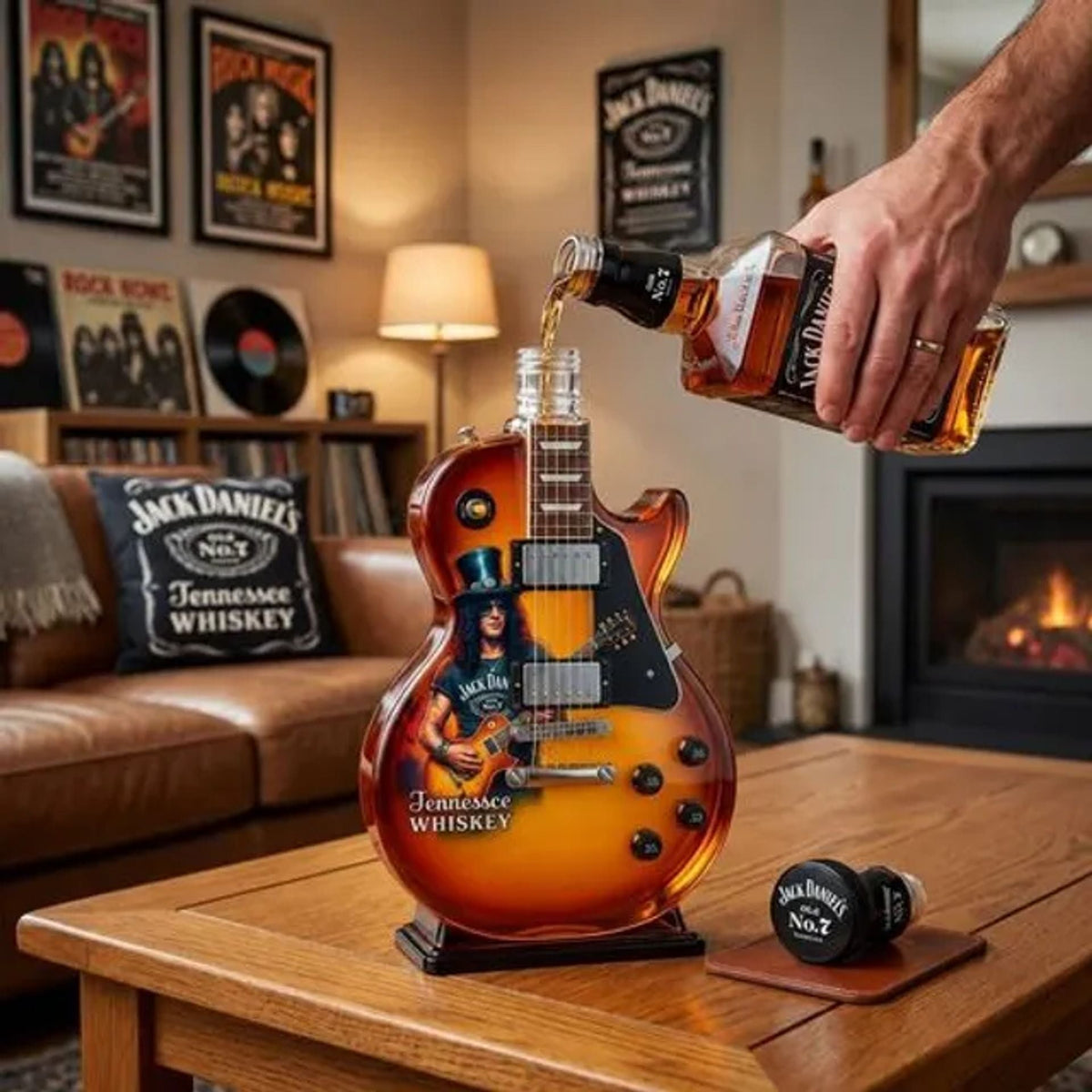 ❤️‍🔥Father’s Day 50% OFF 👨‍🎤🤘Appetite for Rock: Vintage Sunburst Guitar Figurine Spirit Bottle🎸✨
