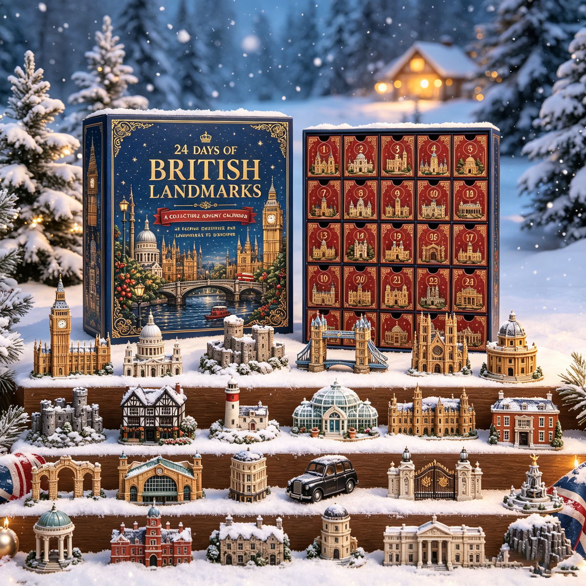 24‑Day Festive Countdown, UK Landmark Themed Collectible Miniatures Blind Box