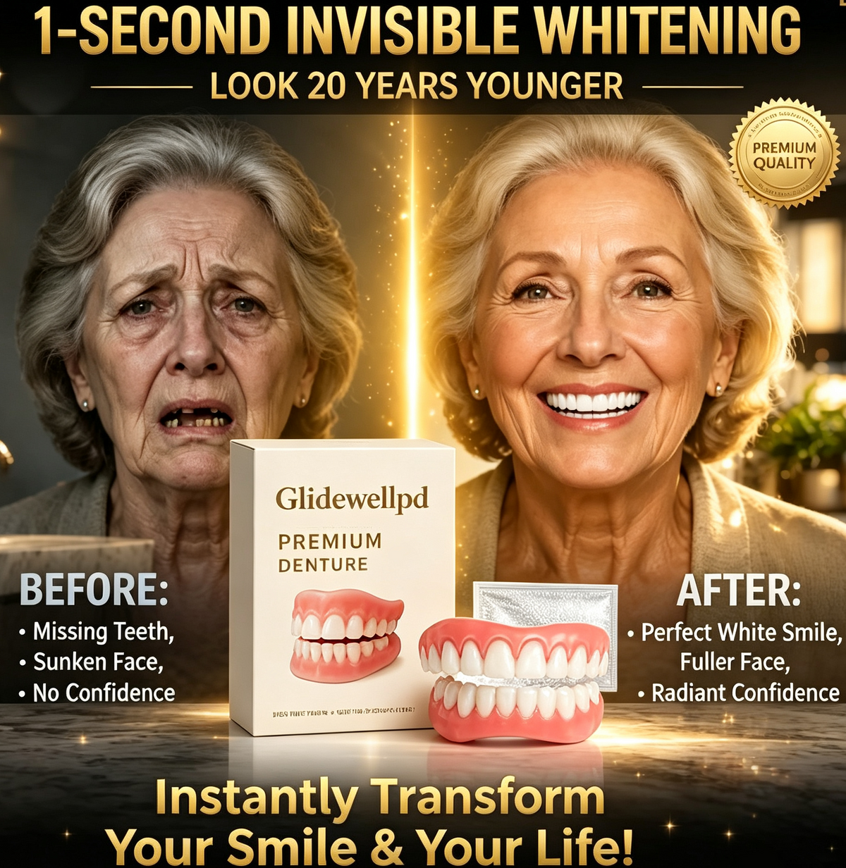 Glidewellpd - Premium Silicone Denture, Smileasego Premium Dentures Full Mouth