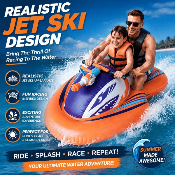 🌊 2-in-1 Shark Inflatable Jet Water Ski🚤 Built-in Water Gun