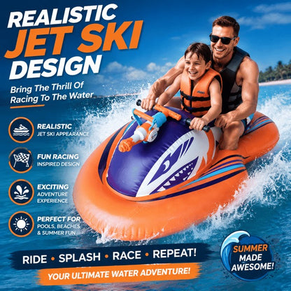 🌊 2-in-1 Shark Inflatable Jet Water Ski🚤 Built-in Water Gun