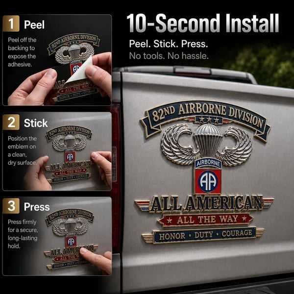 🪂U.S. Army 82nd Airborne Division Tribute Metal Car Emblem
