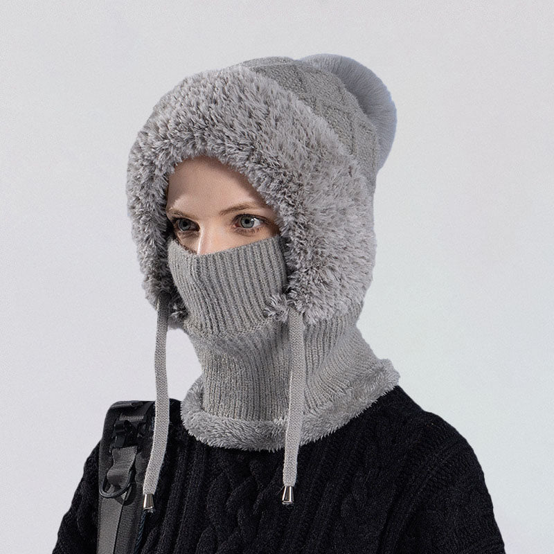 3 in 1 Winter Beanie Hat Scarf Mask Hat For Women