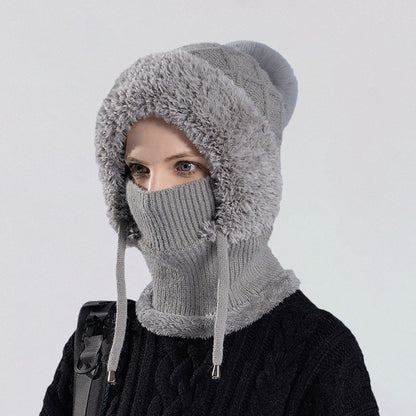 3 in 1 Winter Beanie Hat Scarf Mask Hat For Women