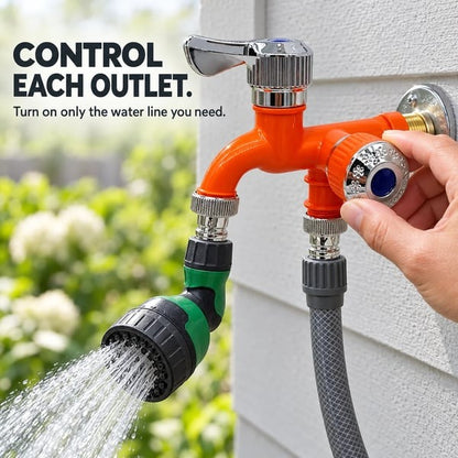 🏡Dual-Outlet Faucet – Two Independent Water Connections for Laundry, Garden & Everyday Cleaning