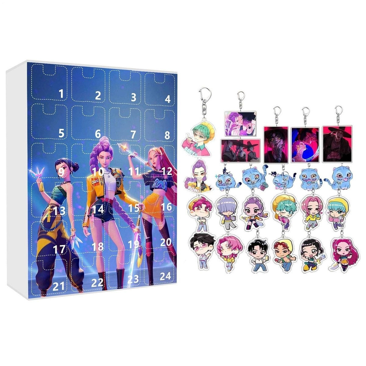 Demon Hunters Advent Countdown Calendar With 24pcs Keychain