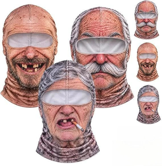 😎Funny ski mask with a realistic face – fun winter party equipment for outdoor groups