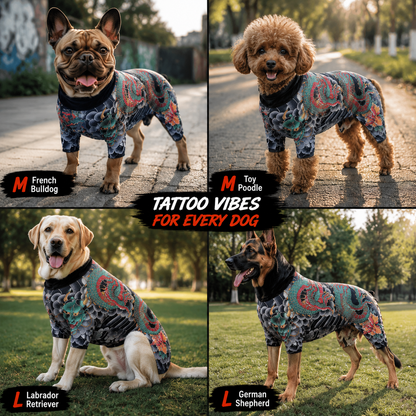 Tattoo Dog Bodysuit – Fierce Dragon Print Pet Outfit