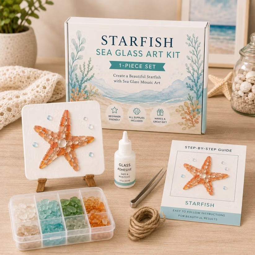 🌊 DIY Sea Glass Mosaic Art Kit – Create Beautiful Ocean-Inspired Artwork with Colorful Glass Pieces