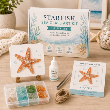 🌊 DIY Sea Glass Mosaic Art Kit – Create Beautiful Ocean-Inspired Artwork with Colorful Glass Pieces