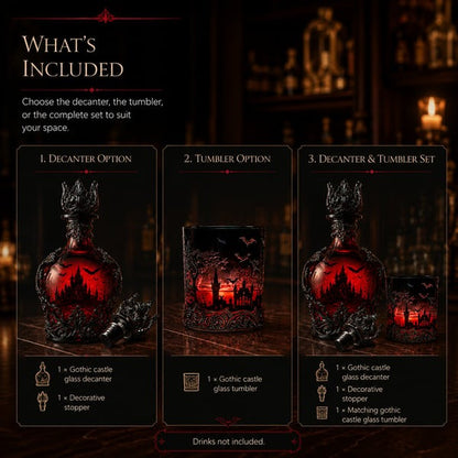 🍺Gothic Vampire Castle Whisky Decanter & Tumbler