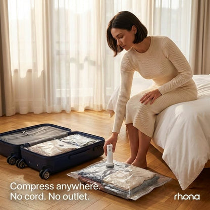 🏆 Voted Best Packing Hack 2026 🔥Cordless Travel Vacuum Bag Set