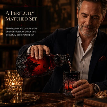🍺Gothic Vampire Castle Whisky Decanter & Tumbler