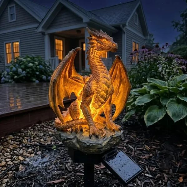 🐉Solar Dragon Garden Statue Light – Golden Ember Fantasy Outdoor Decor