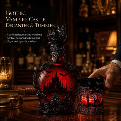 🍺Gothic Vampire Castle Whisky Decanter & Tumbler