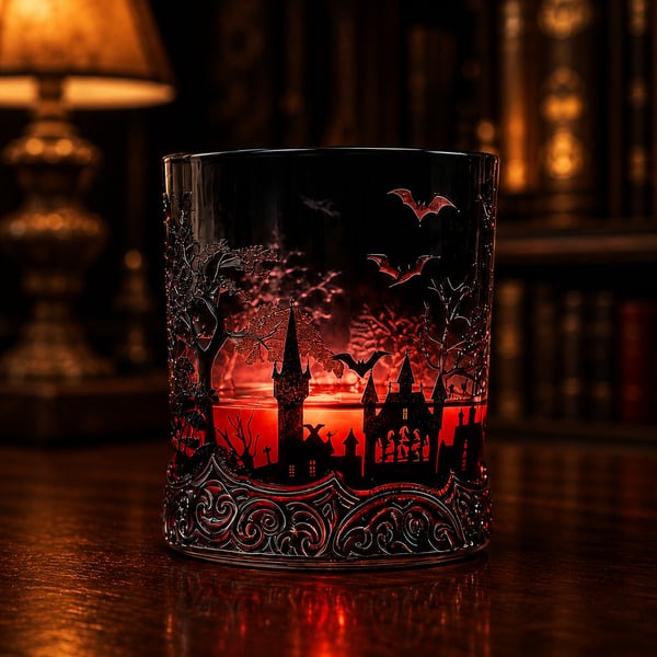 🍺Gothic Vampire Castle Whisky Decanter & Tumbler