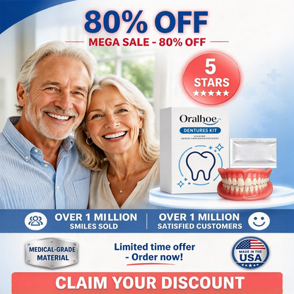 Full Set Natural Dentures Upper & Lower Silicone Fake Teeth Braces Comfort Fit 