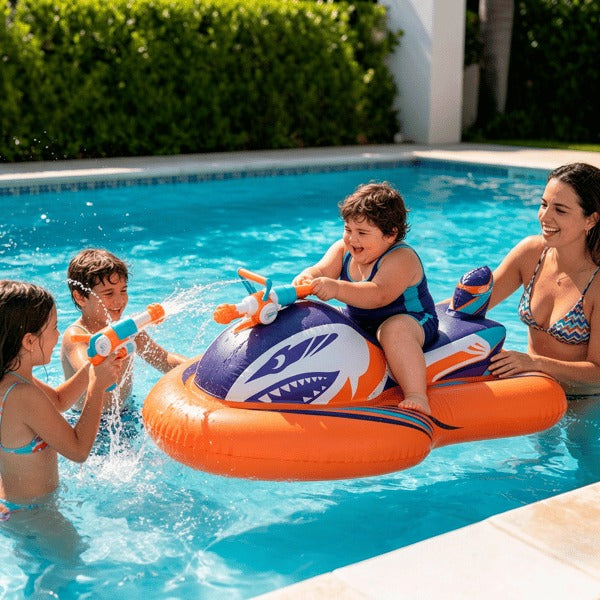 🌊 2-in-1 Shark Inflatable Jet Water Ski🚤 Built-in Water Gun