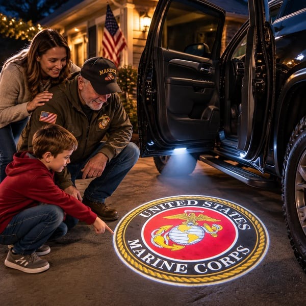 🚗 Military Honor Car Door Projection Light — 🎖️ Patriotic Projection for Veterans & Military Families