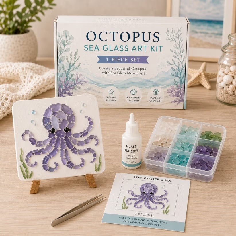 🌊 DIY Sea Glass Mosaic Art Kit – Create Beautiful Ocean-Inspired Artwork with Colorful Glass Pieces