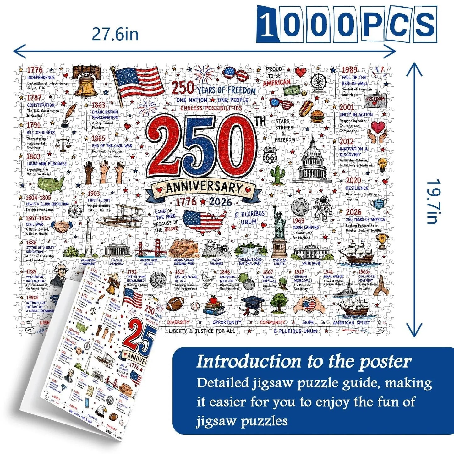 Stunning Patriotic American Flag & Landscape Puzzle (1000 Pieces)