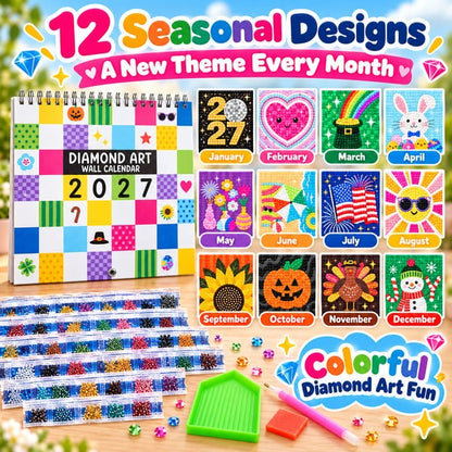 💎2027 Diamond Art Wall Calendar Kit | 12 Monthly Designs + Complete Gem Tools
