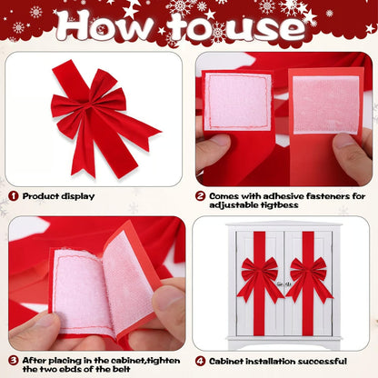 🎄4PCS Red/Green Christmas Cabinet Ribbon