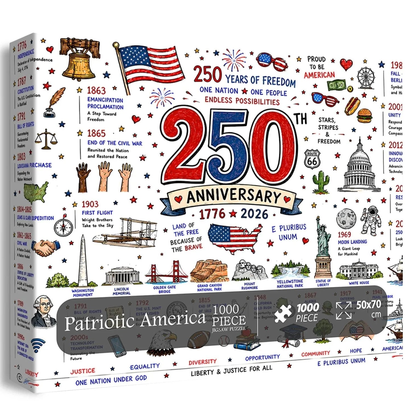 Stunning Patriotic American Flag & Landscape Puzzle (1000 Pieces)