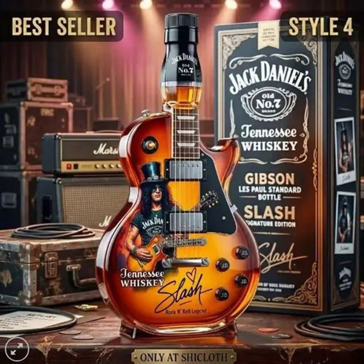 ❤️‍🔥Father’s Day 50% OFF 👨‍🎤🤘Appetite for Rock: Vintage Sunburst Guitar Figurine Spirit Bottle🎸✨