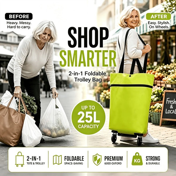 🛒2-in-1 Foldable Shopping Cart